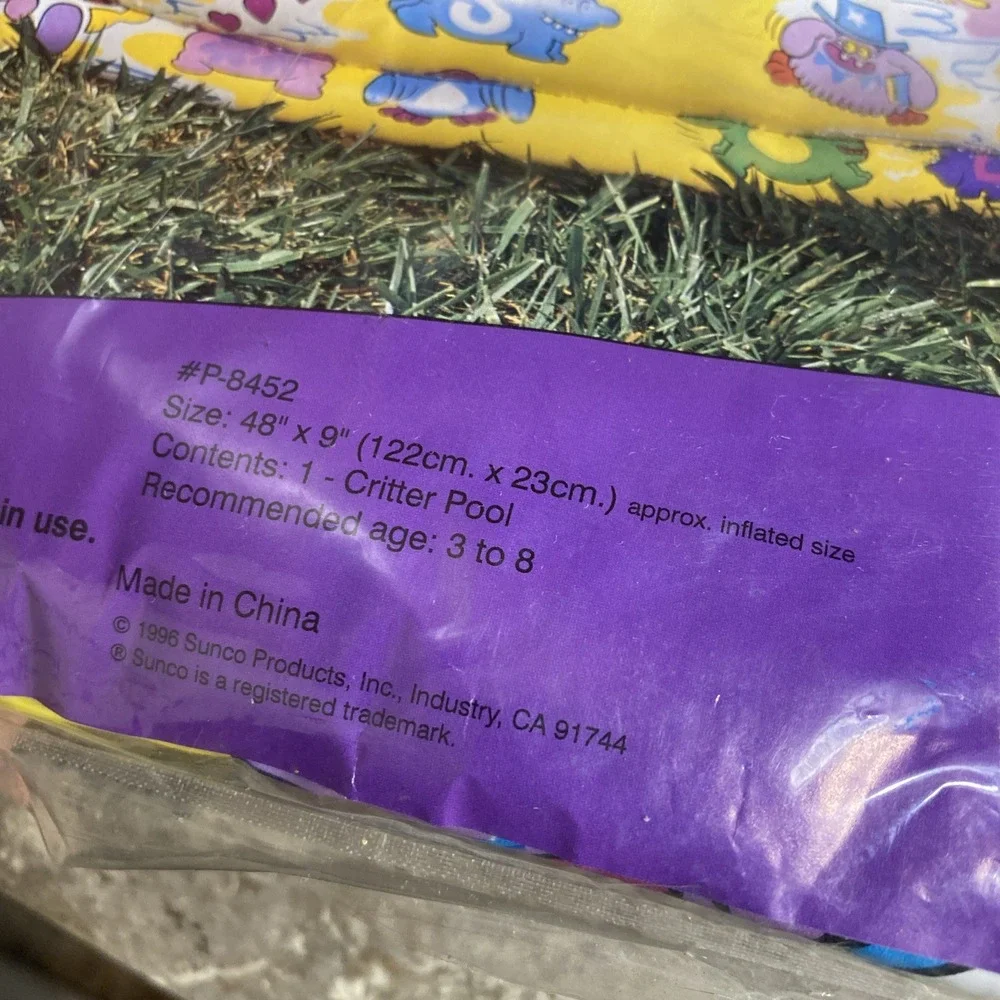 Vintage 1996 Sunco Inflatable‎ Critter Pool Ages 3-8 Vtg Design Animals Rare!